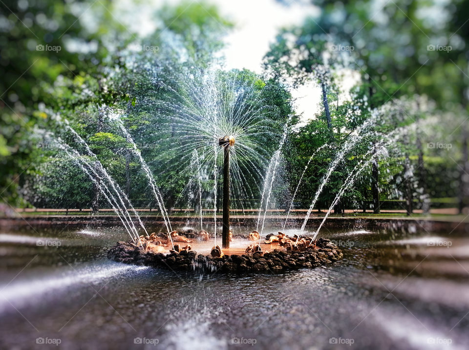 Fountain bokeh composition 