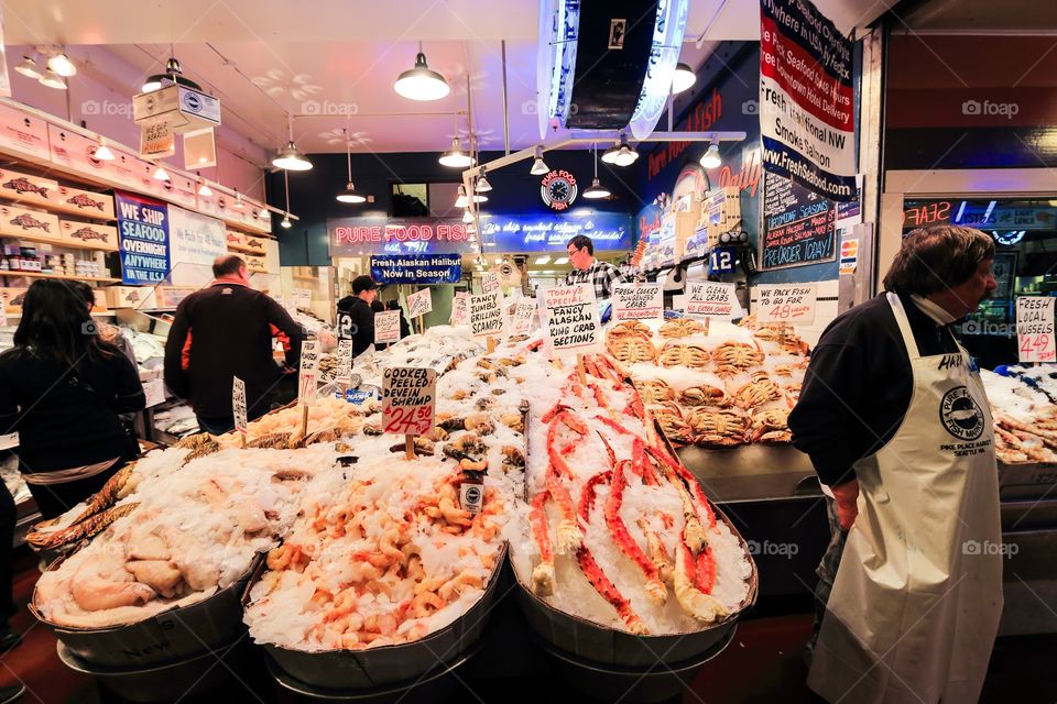 Sea food shop in the fresh market