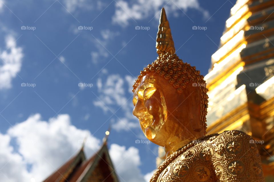 Golden statues in Doi Suthep temple in Chiang Mai, Thailand.