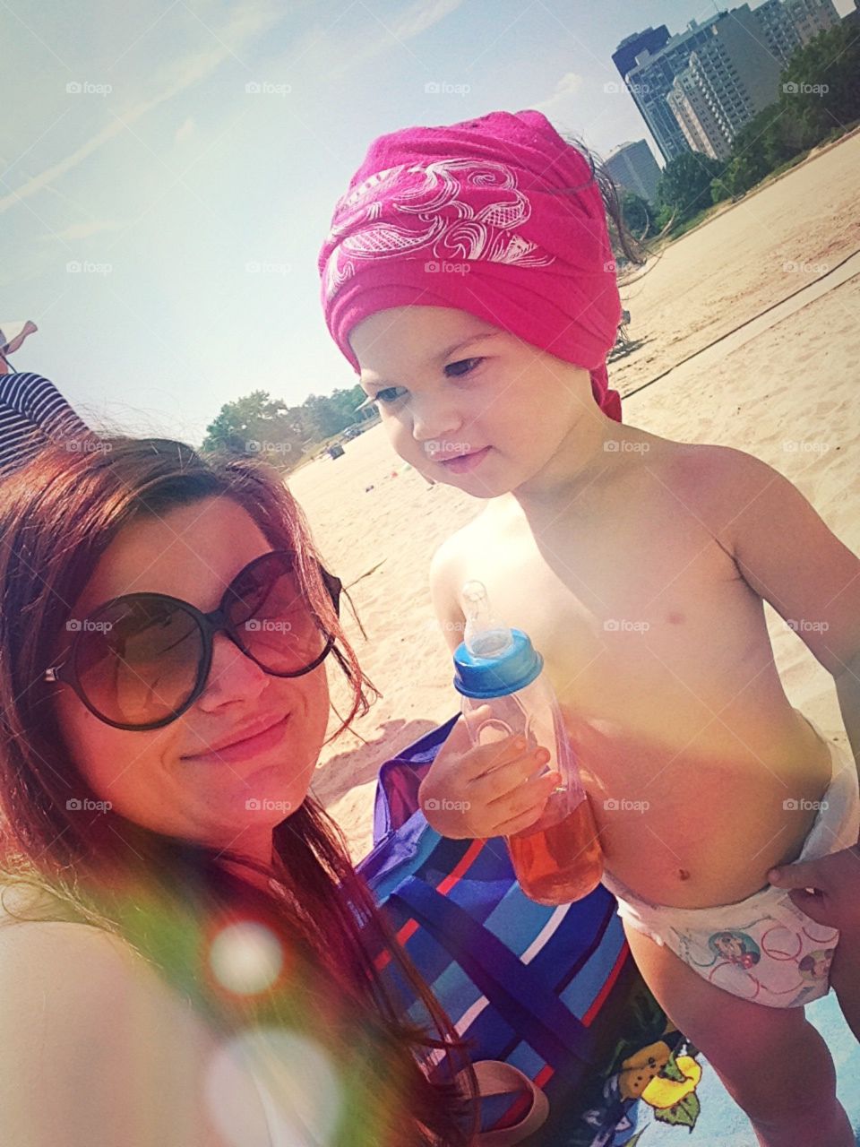 Beach with auntie
