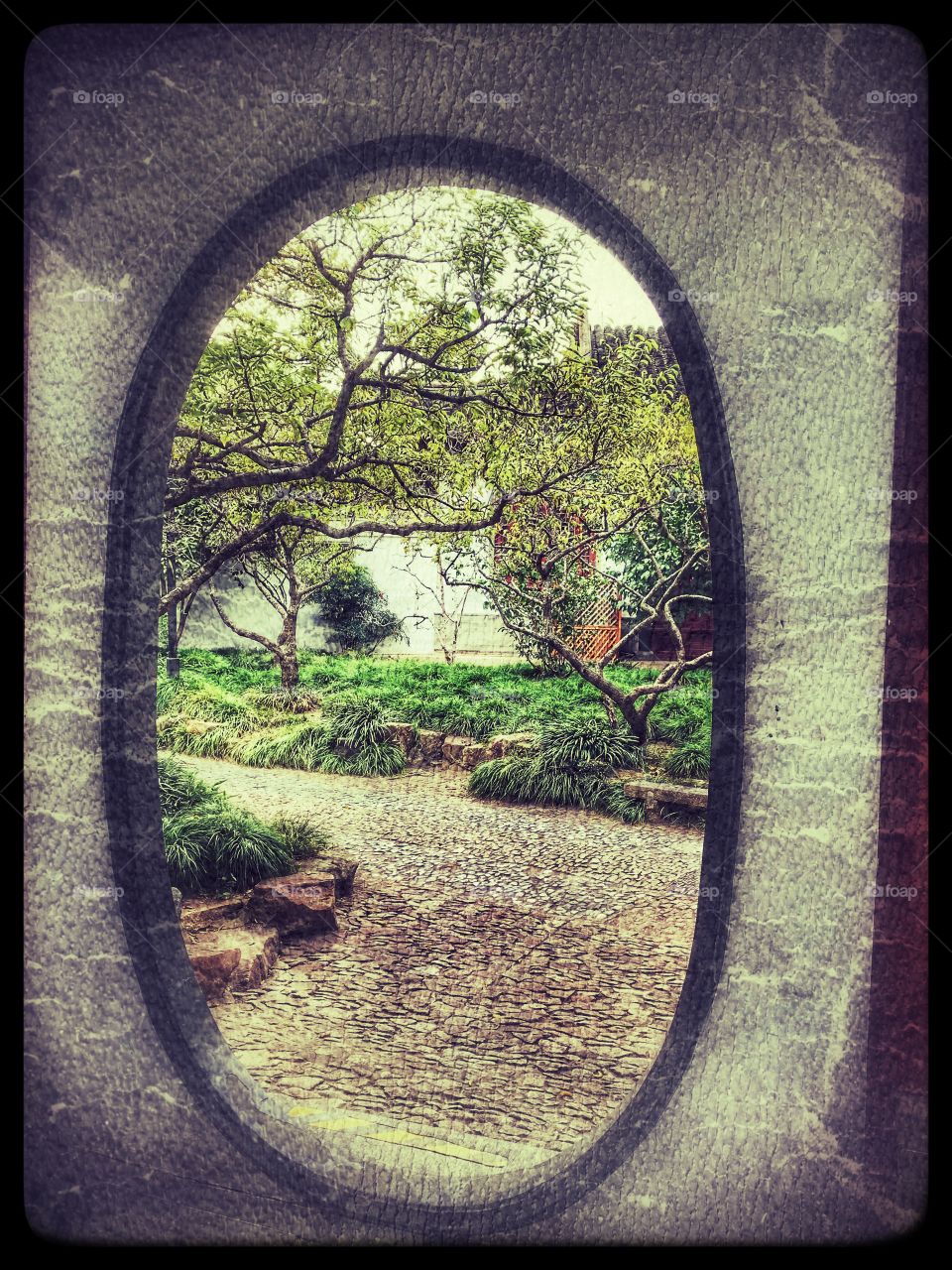 Looking through an ancient doorway - into the garden... at GuYi Yuan in Nanxiang, Shanghai