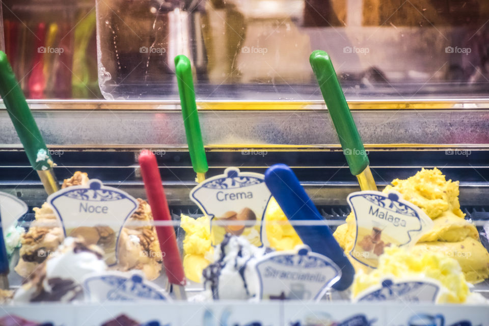 Ice creams for sale in market stall