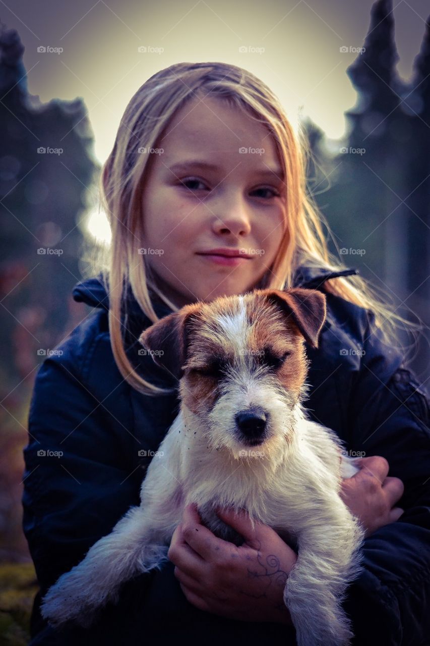 Girl with her dog