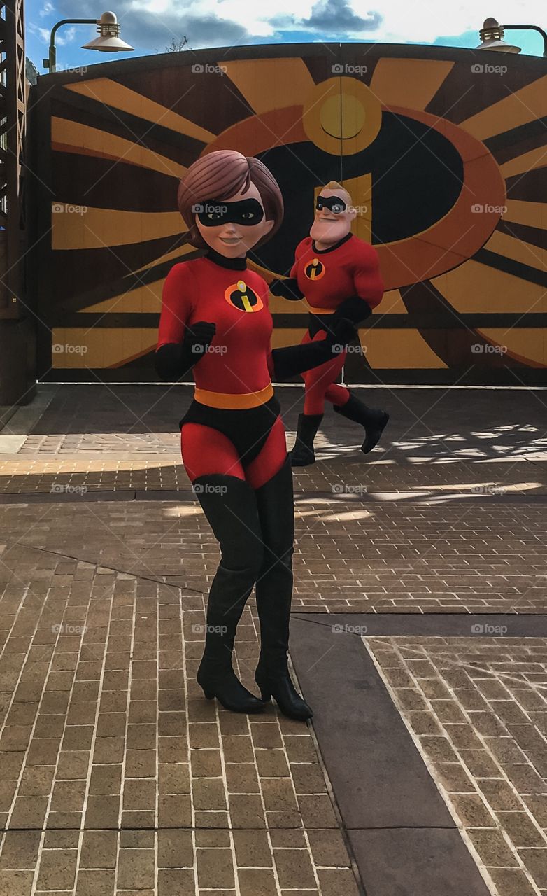 Incredible!  Mr. and Mrs. Incredible having some fun and dancing to some music in Toy Story Land in Hollywood Studios. 