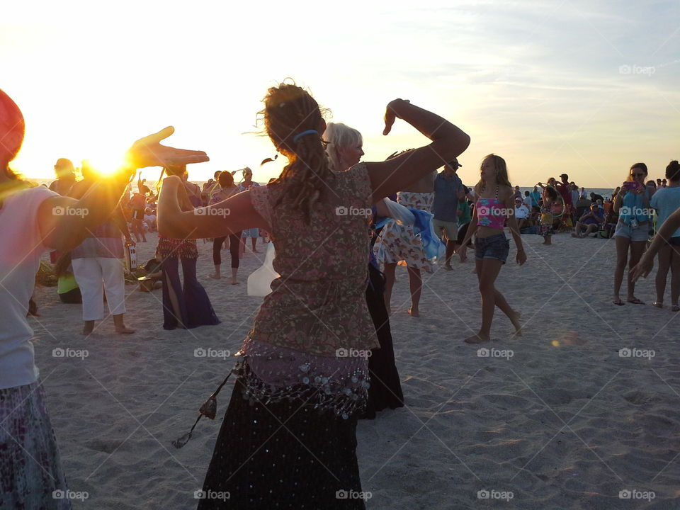 sunset dance. Nokomis drum circle