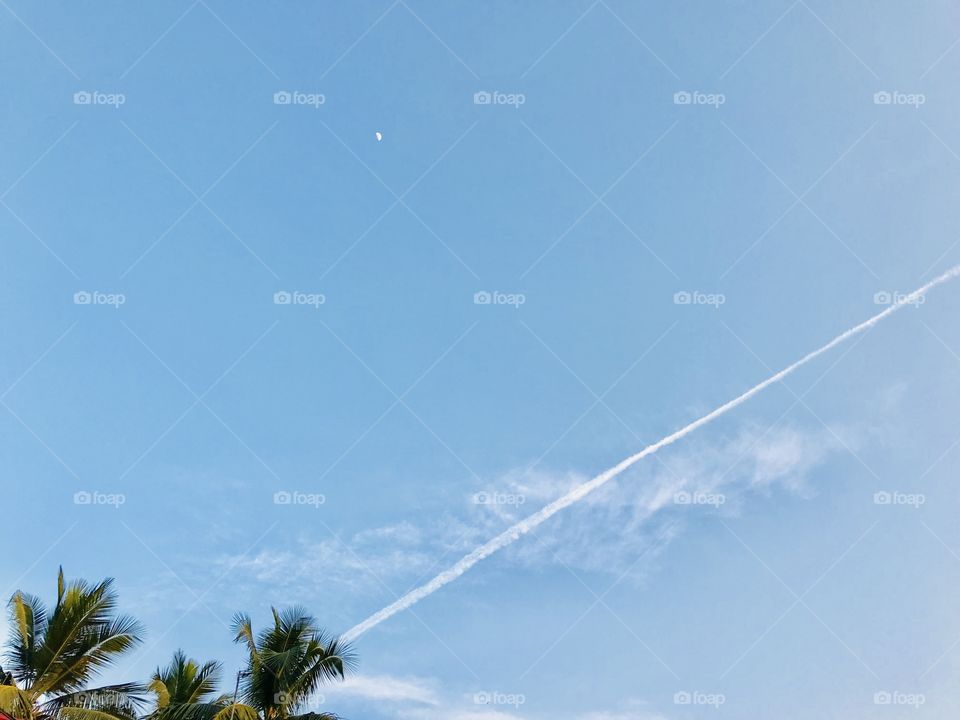 Beautiful sky with rocket smoke path