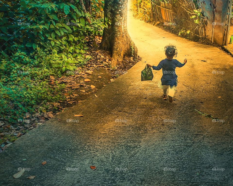 cute child running with happiness