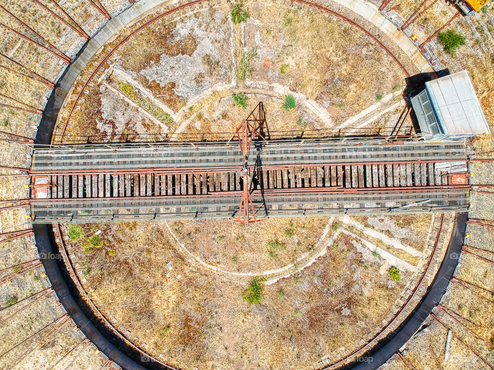 Aerial view of the Tailem Bend Railway Turntable