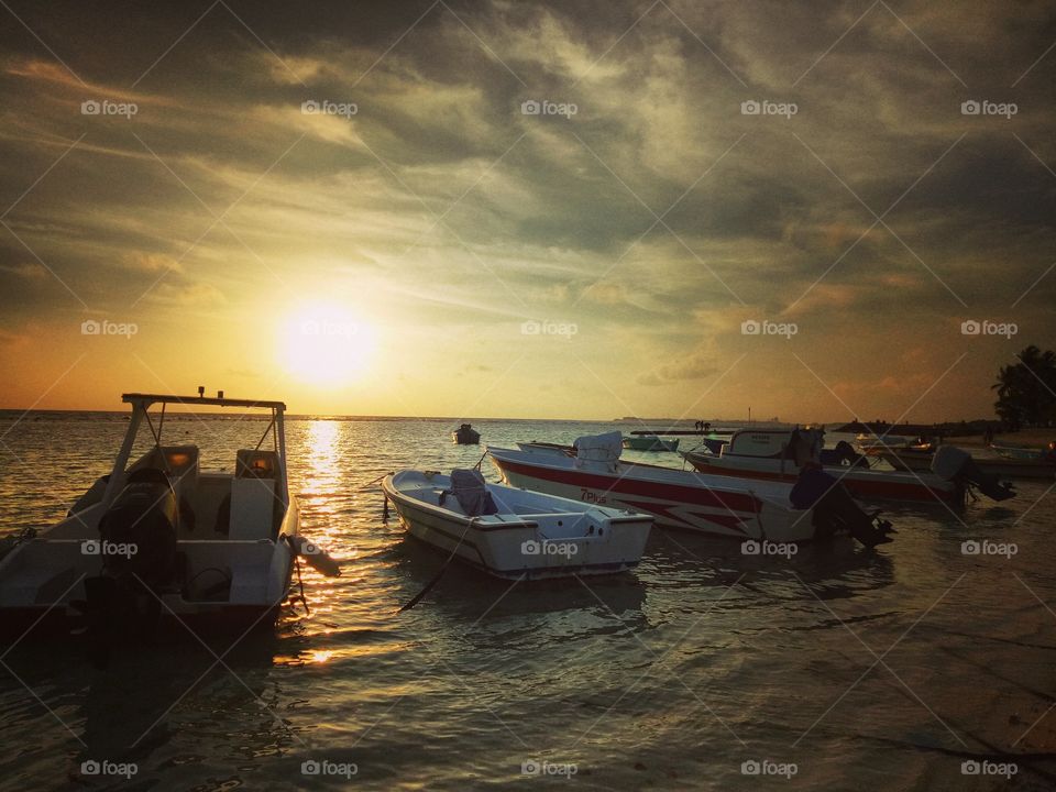 Beautiful, Beach, Boat, sunset, beautiful,