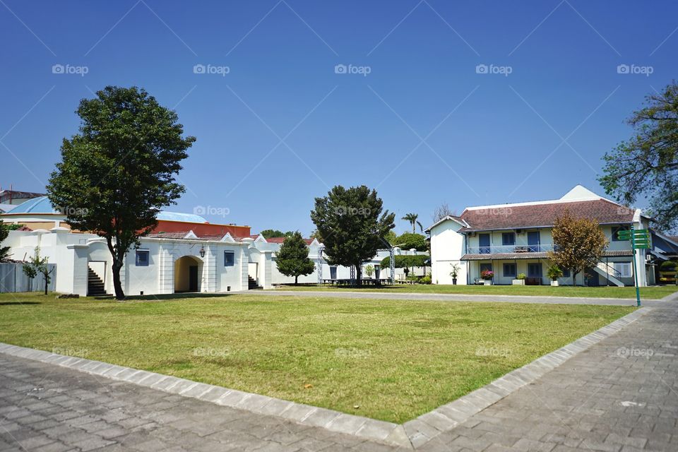 corner field inside the fort vredeburg in Jogjakarta, Indonesia