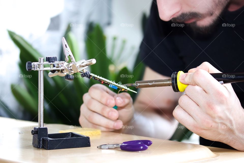 The soldering of electronics 