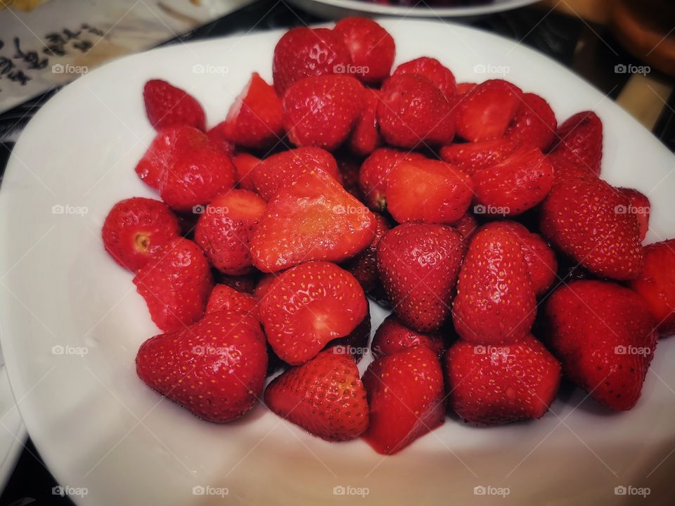 Fruits berry view bio fresh yummy healthy Red strawberry view table day part yellow melon day part