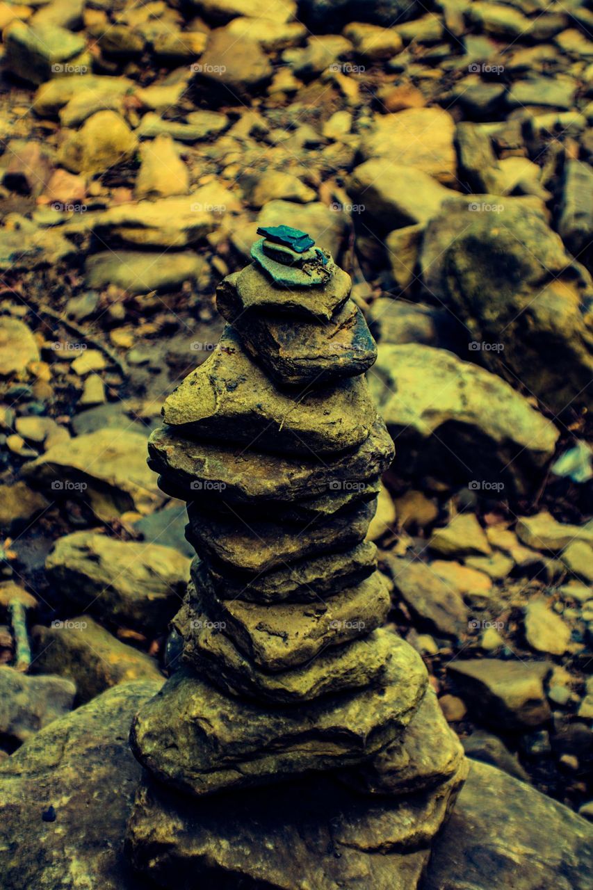 rocks stacked up into a tower