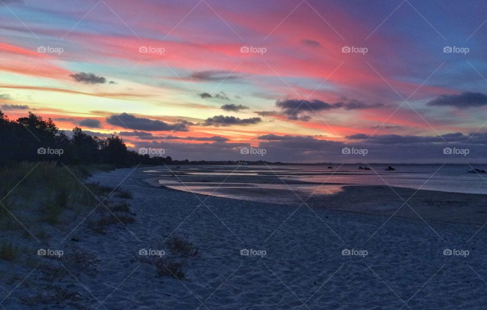 Sunset view of beach