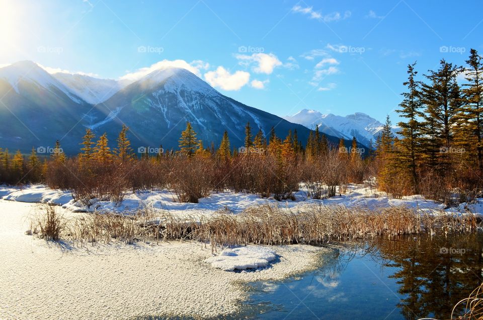 Sunbeams in Banff National park