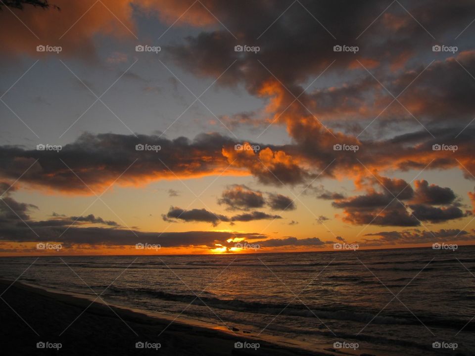 View of sea against dramatic sky