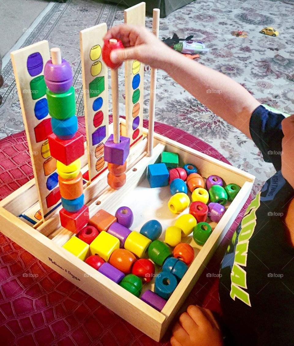 Color and shape sorting.