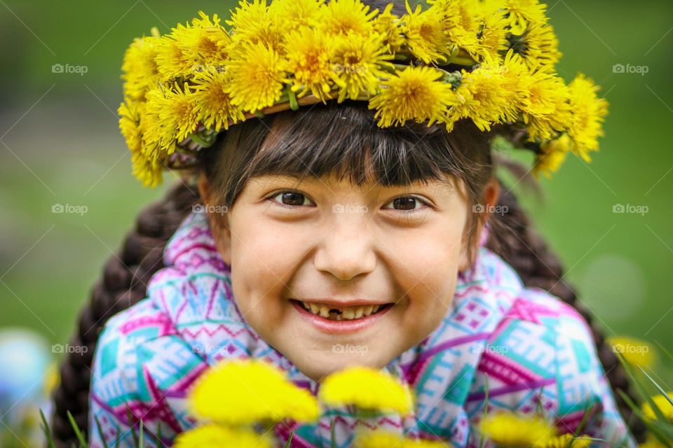 Cute little girl in a flower crown