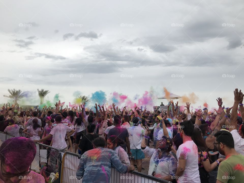 Colour festival together with colour full people 