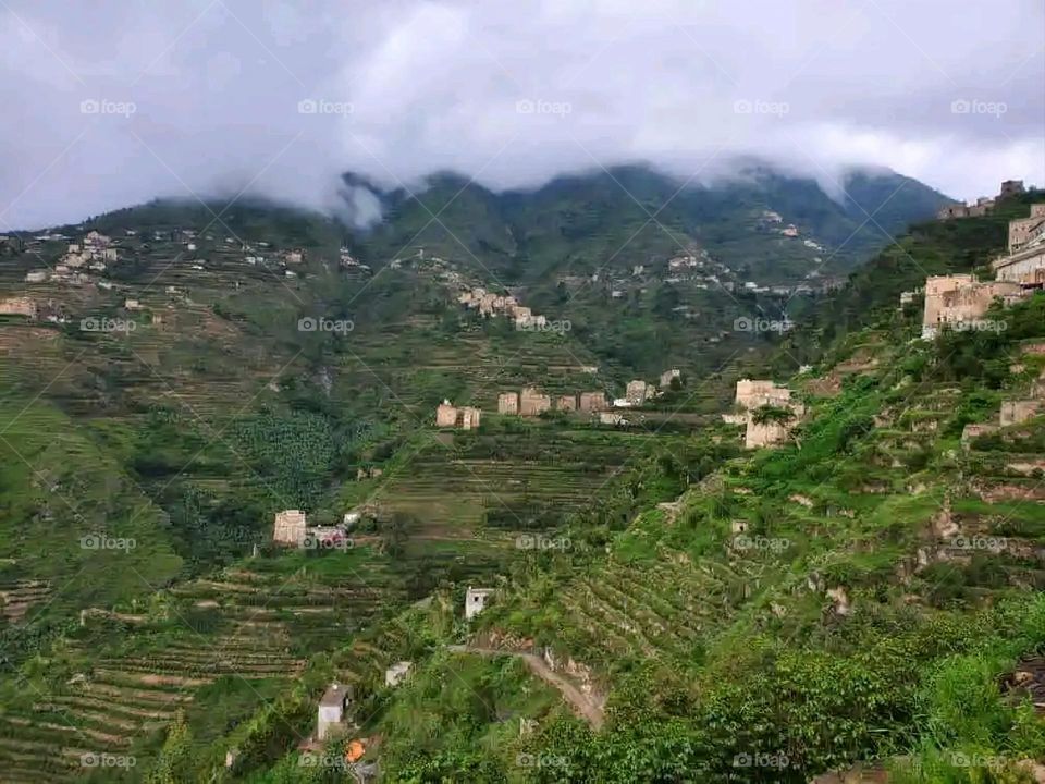 Glory be to God, the magnificent and picturesque view and the natural green trees are a view that is nothing more wonderful than it