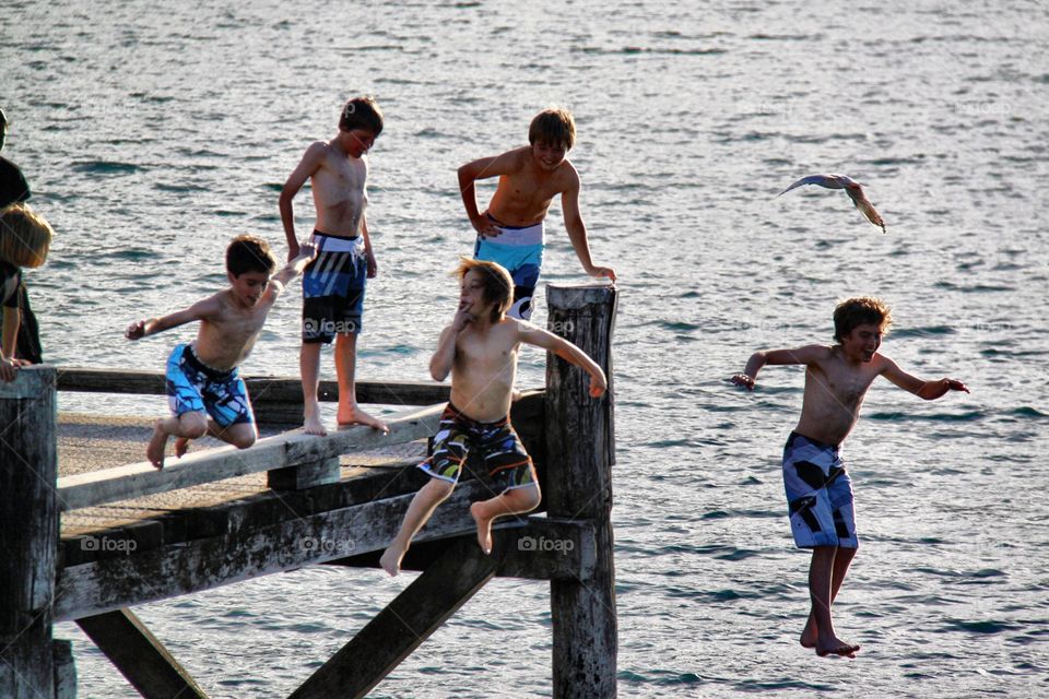 Jumping into the sea 