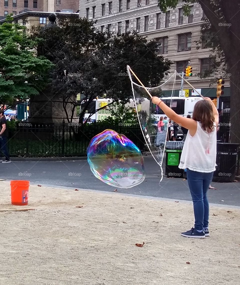 Making Giant Bubbles in NYC Park