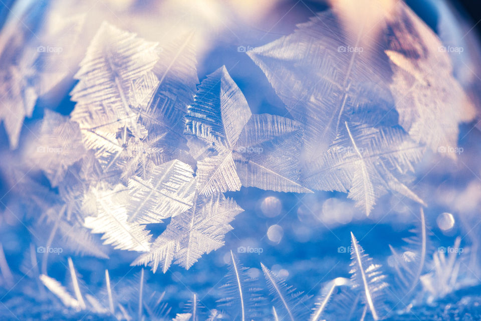 Close up of snow bubble in winter