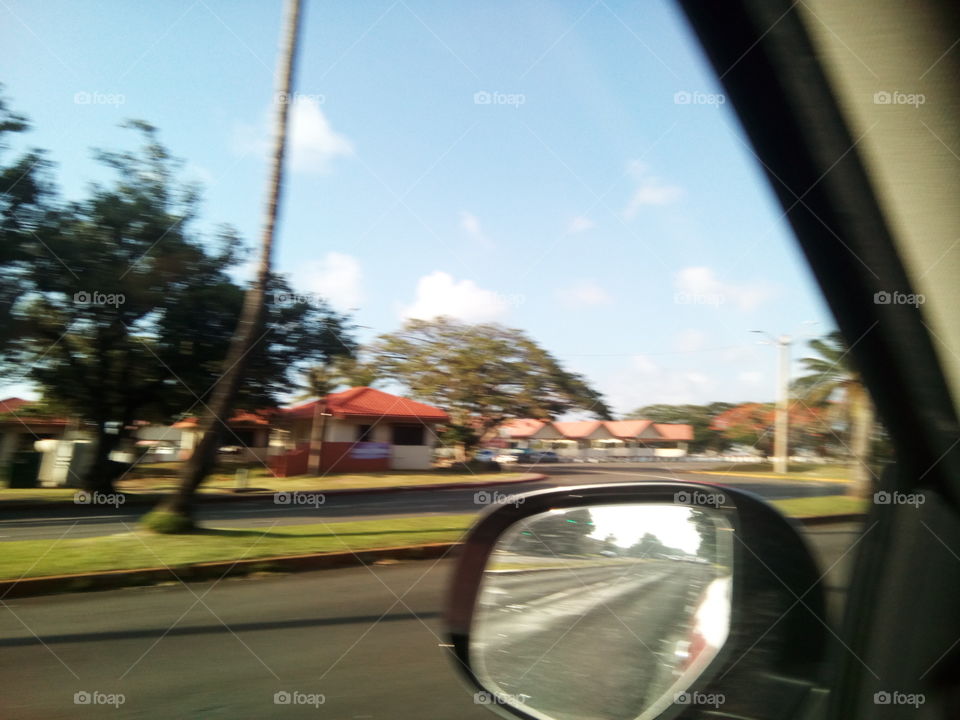 side mirror and road