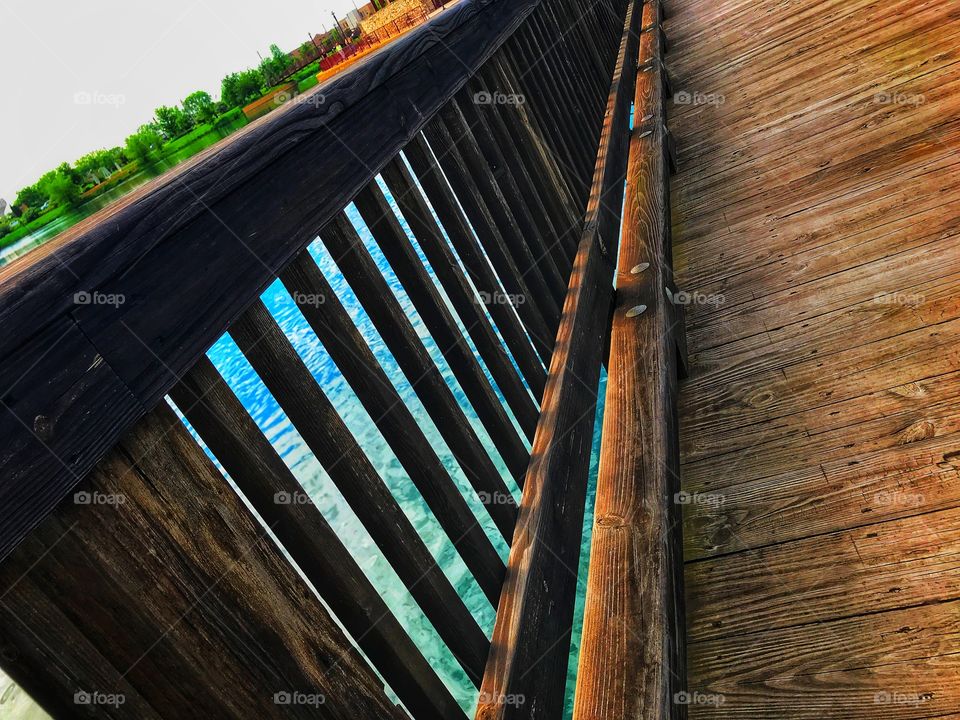 Bridge over a pond—taken in Munster, Indiana