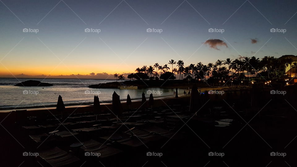 Sunset on a beach in Hawaii