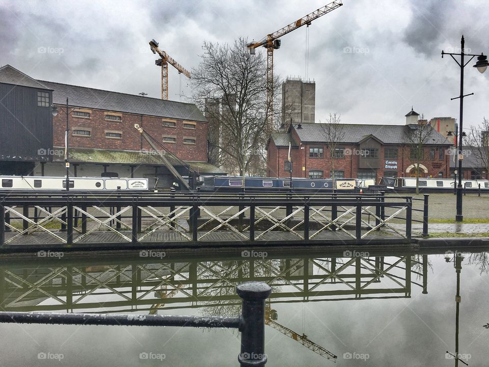 Bridge, Water, River, Industry, Building