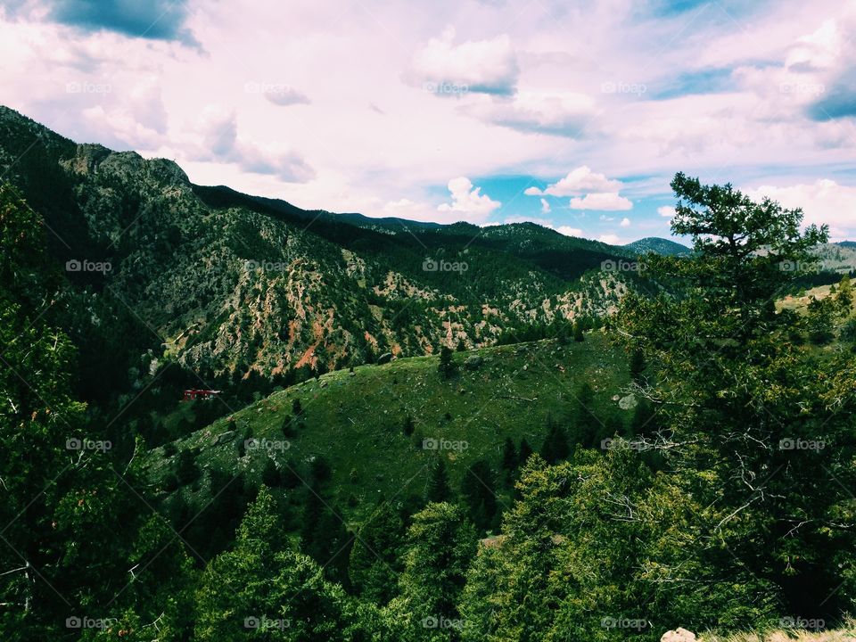 Mountain range in valley