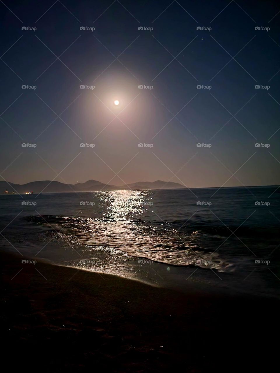 full moon night beach view
