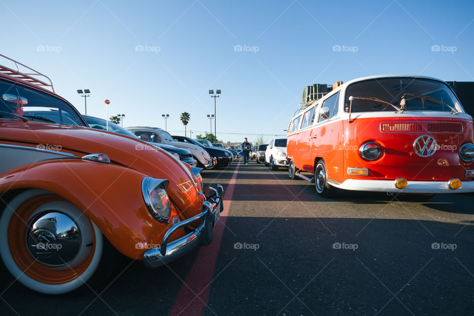 Auto show of vintage Volkswagen cars 