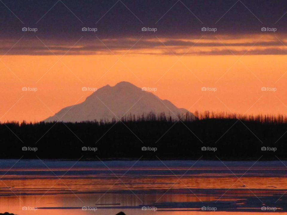 Mt. Redoubt at sunset.