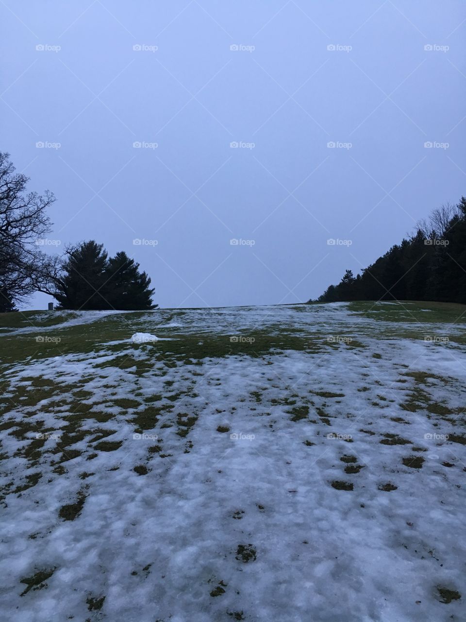 Golf corse in the late winter 
