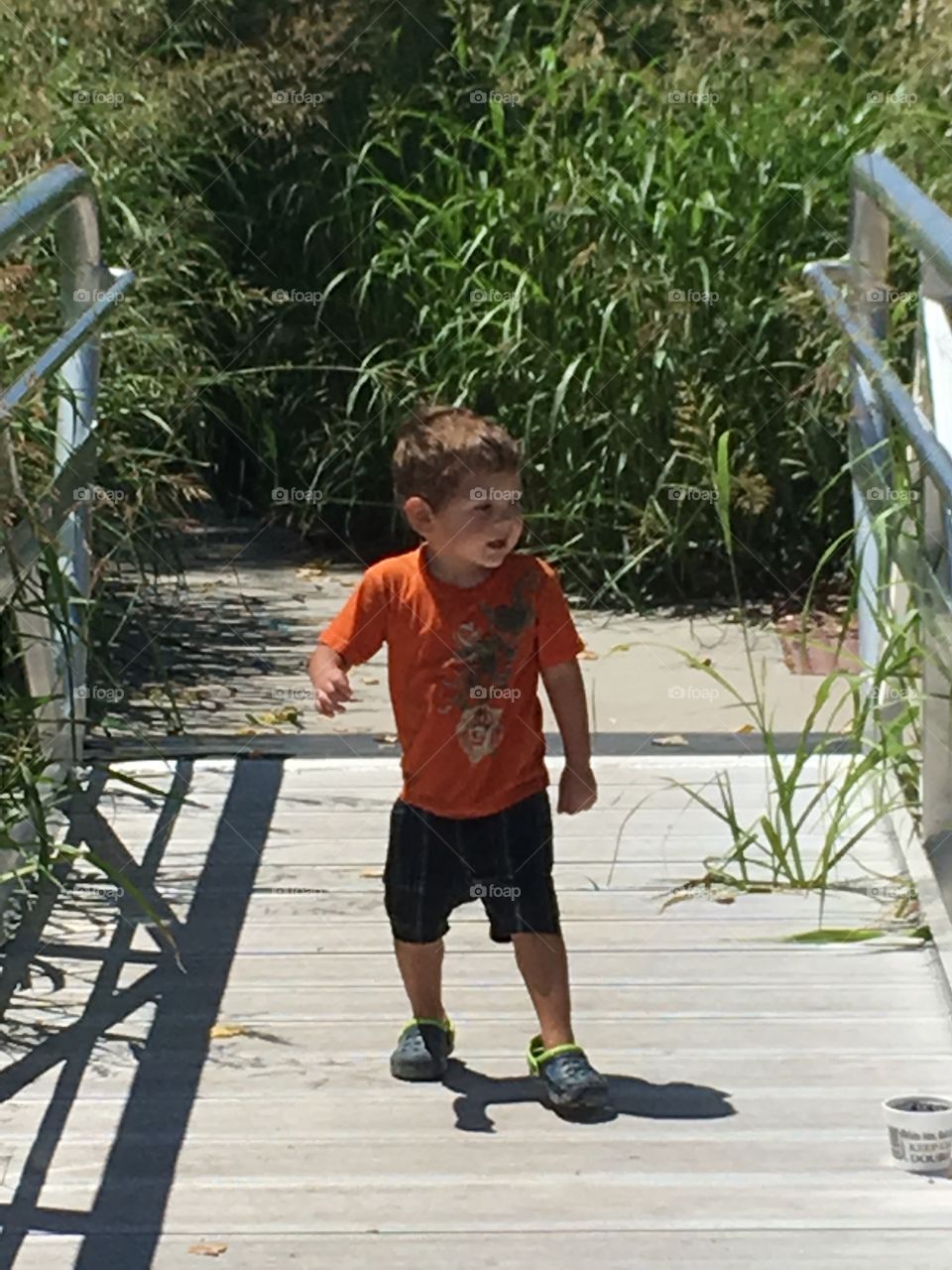He's walking the dock 