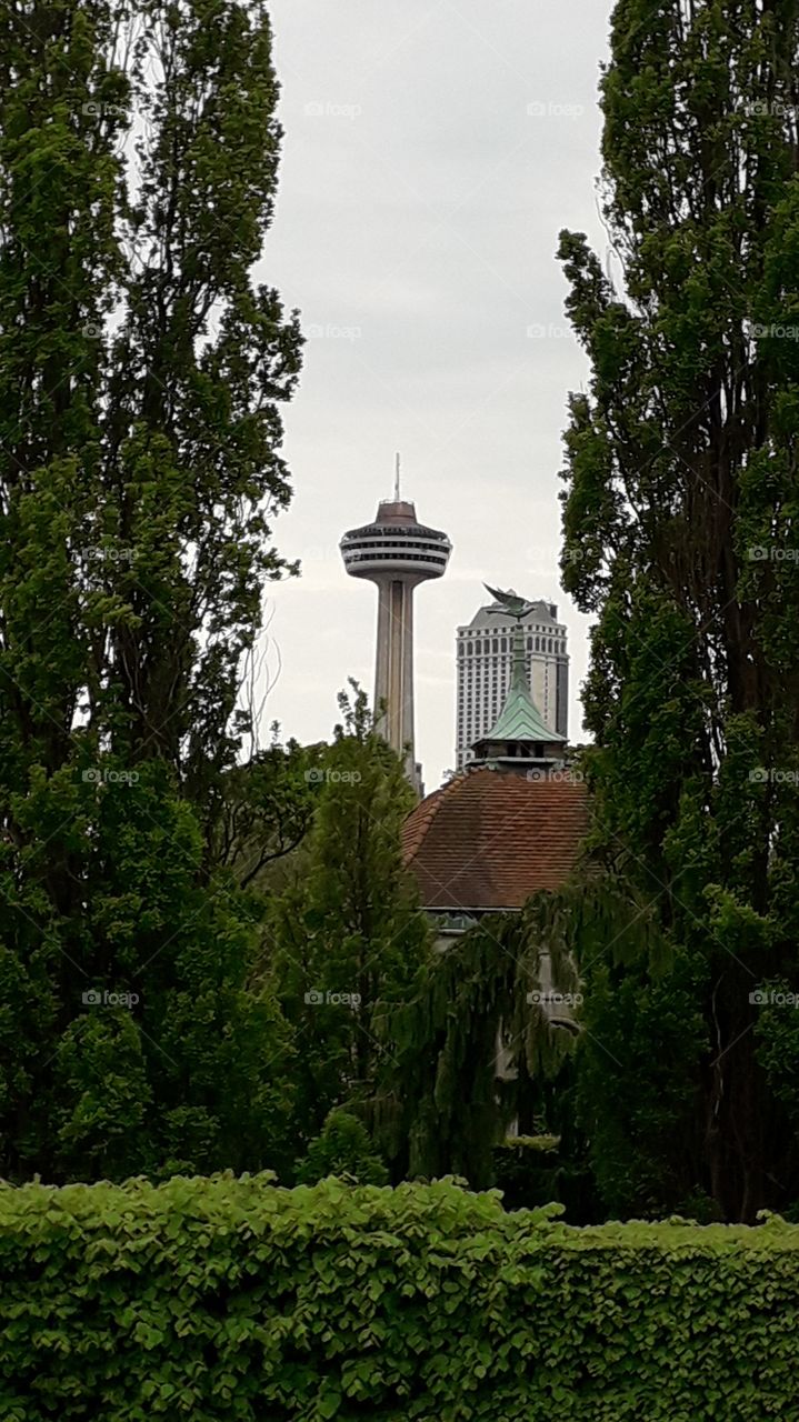 Skylon Tower view from the Oakes Theater garden