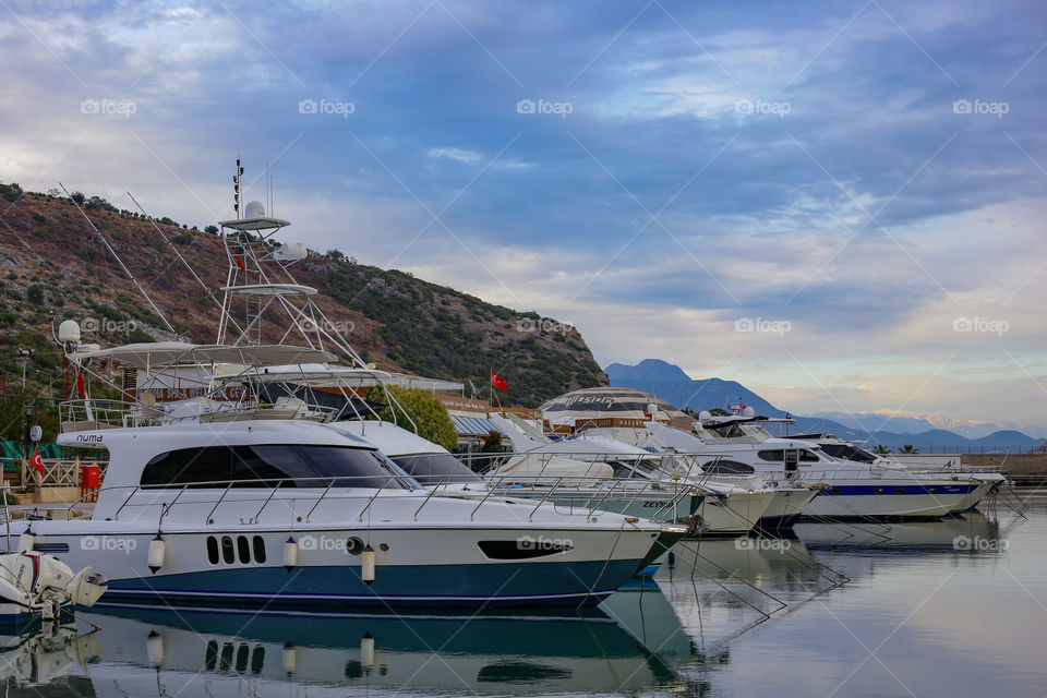 beautiful sky and yachts at sea