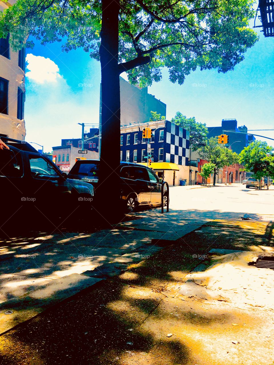 Corner of Waverly and Fulton Streets in Brooklyn, New York on a sunbathed afternoon in the summer of the year 2020. Hypnotic Productions