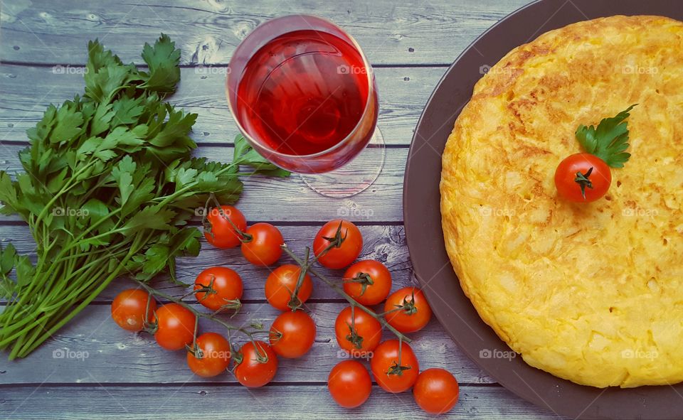 Spanish tortilla on table