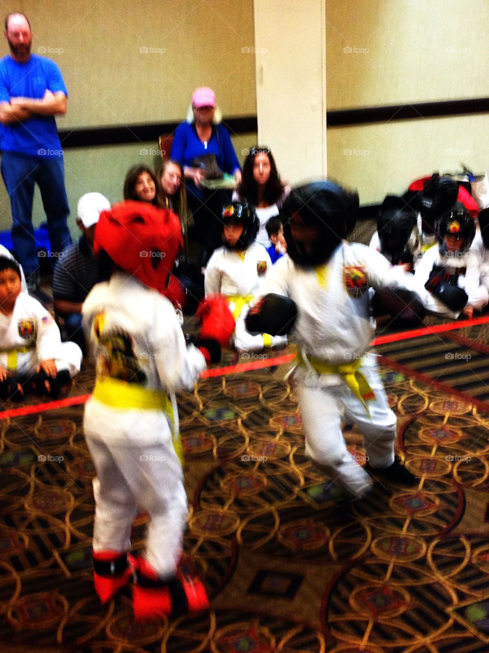 Children competing in a Kung Fu tournament.