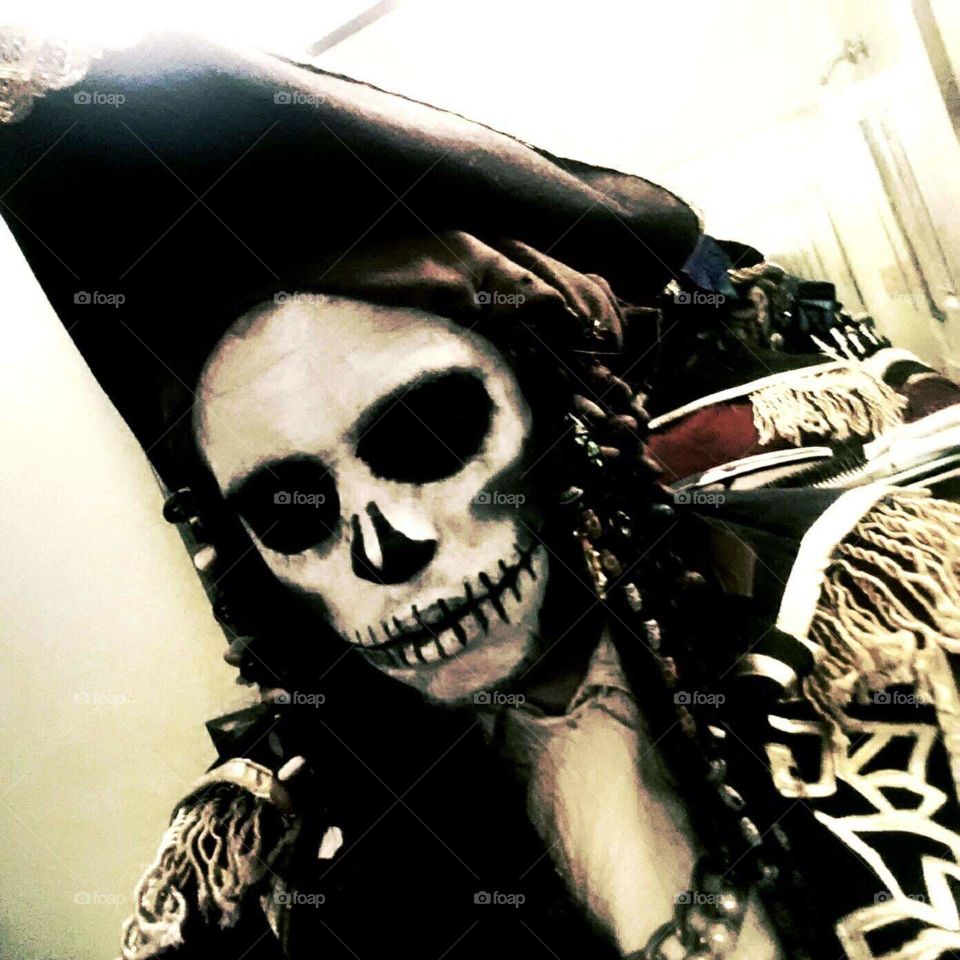 Halloween skeleton pirate costume, self made
