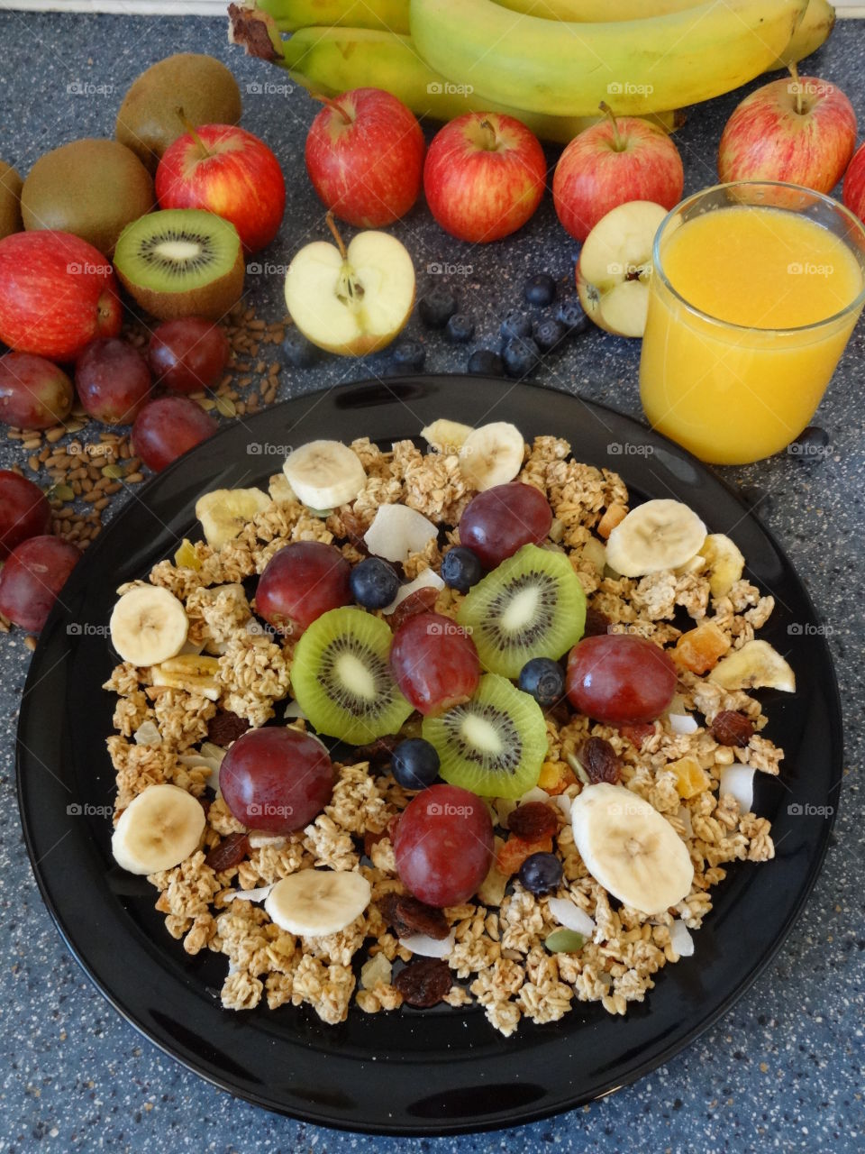 High angle view of healthy breakfast