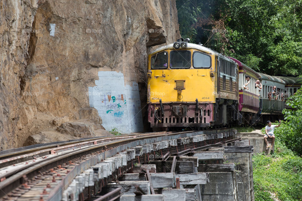 Railway train in Kanchanaburi Thailand 