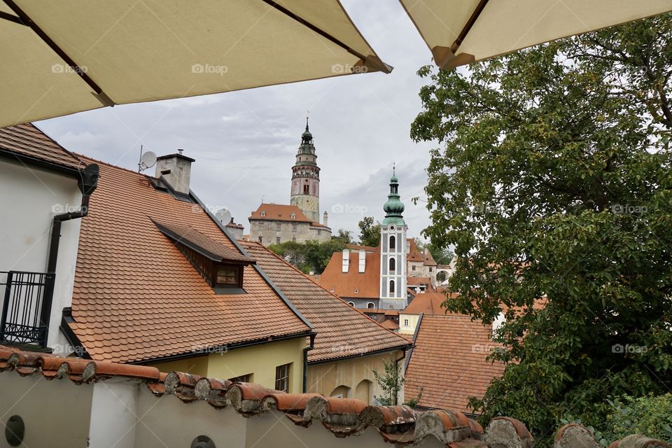 Cesky Krumlov views from our Hotel outdoor terrace