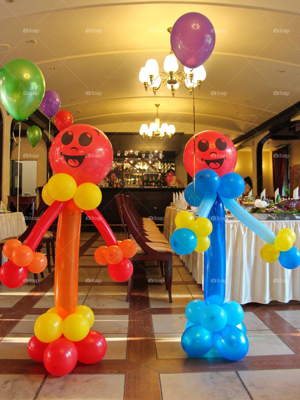 Balloons decoration on celebration. Happy smile balloons on celebration