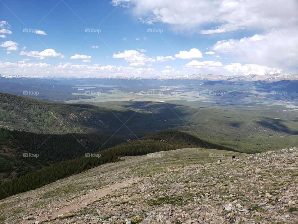 Looking down a mountain.