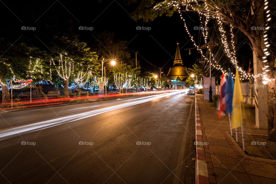 Road to the big pagoda in Thailand 