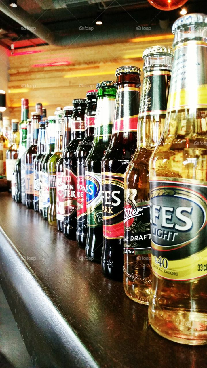 drinks. beverages in a local bar in Ankara, Turkey.